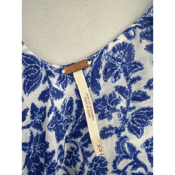 Women’s Free People Medium Blue & White Floral Maxi Dress with Tie Straps - Picture 6 of 7